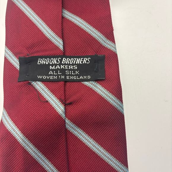 Vintage 80s Brooks Brothers Makers Red Striped Tie All Silk Necktie - Picture 3 of 3